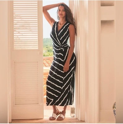 Tommy Bahama Negro Blanco Clara Imitación Abrigo Maxi Vestido Mujer Talla XL Foto 1 de 4