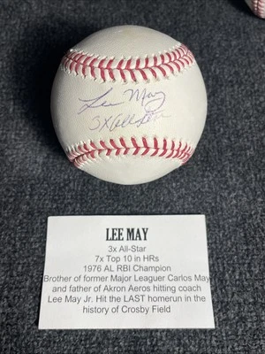 Cincinatti Reds Baltimore Orioles 3X ALL STAR Lee May Autographed Baseball - Image 1 of 3