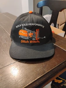 Vintage Ditch Witch Mens Snapback Trucker Hat Orange Black Made In USA - Picture 1 of 7