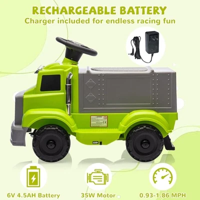 Camión eléctrico de 6 V para niños pequeños con luces LED de música juguete recargable Foto 1 de 4