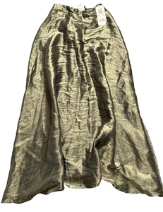 Vintage 90er L Notations Metallic A-Linie Lagenlook Maxi Rock olivgrün Bohemian - Bild 1 von 5