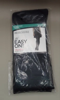 NEW BERKSHIRE EASY ON BLACK TIGHTS SIZE LARGE VELVETY PLUSH LINED SEALED MOD - Image 1 of 4