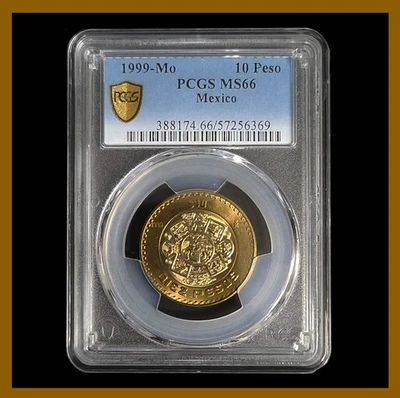 Mexico 10 Pesos Coin, 1999 Mo PCGS Gold Shield MS 66 - Image 1 of 2