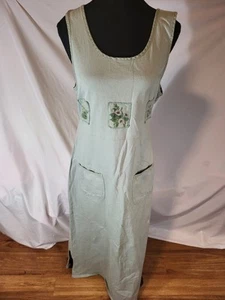 Vintage Nina Piccalino Sleeveless Size M Green Floral Dress Cottagecore - Picture 1 of 7