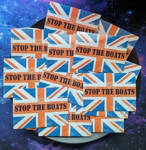STOP THE BOATS CAMPAIGN X 50 STICKERS 8CM X 5.8CM - ANARCHY NATIONALIST PROTEST - Picture 1 of 2