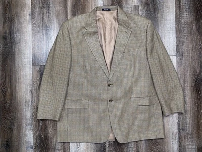 Blazer Abrigo Deportivo Pata de Gallo Chaps Beige Marrón 100% Seda 2 Botones Para Hombre 48R Foto 1 de 4
