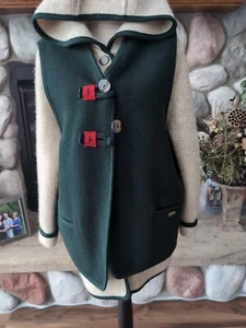 Vtg GIESSWEIN 100% PURE WOOL HOODED SWEATER/JACKET with MATCHING VEST Like NU 38 - Picture 1 of 8