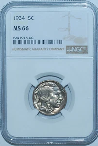 1934 P NGC MS66 Buffalo Nickel - Picture 1 of 2