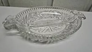 Plato de relé de vidrio dividido con patrón de estrellas y barras de anclaje vintage - Imagen 1 de 4