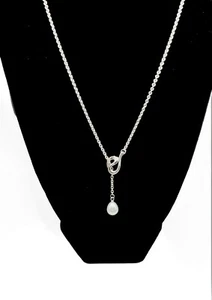 Tiffany & Co. Elsa Peretti Open Wave Pearl Lariat Necklace 925 Sterling Silver - Picture 1 of 5