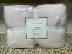 Trapunta rosa Pottery Barn Teen Crinkle Puff, doppia, blush in polvere - Foto 1 di 2
