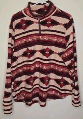 Sudadera polar Maurices para mujer 1X PLus 1 azteca suroeste 1/4 cremallera cuello falso Foto 1 de 4