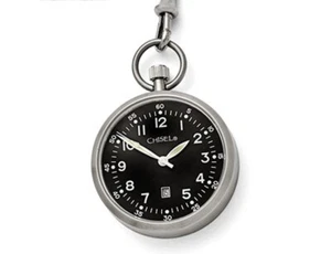 Meißel Edelstahl schwarzes Zifferblatt Taschenuhr (43 mm) - Bild 1 von 4