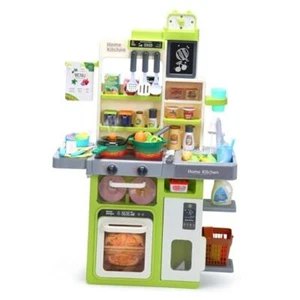 Kids Pretend Play Kitchen Set with Sounds, Lights, Cooking Stove, Sink, Green - Picture 1 of 7