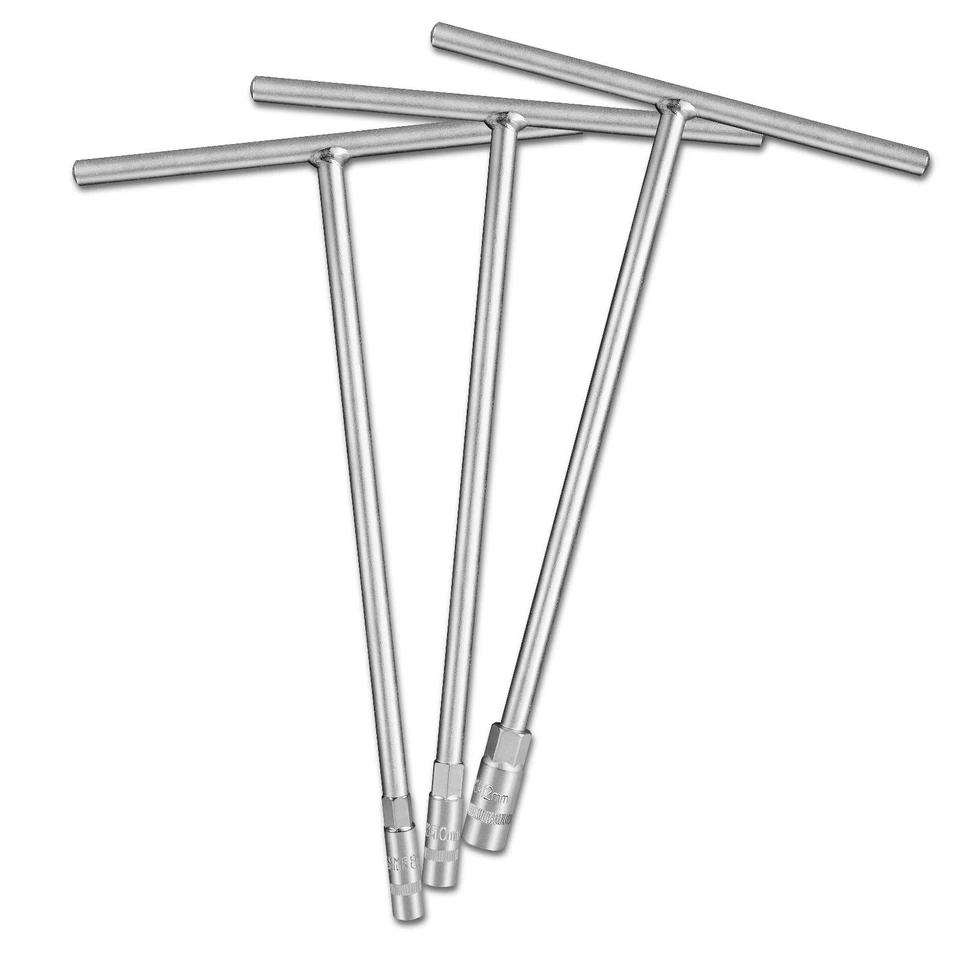 T - Handle Socket Set,3 Pieces(8mm, 10mm, 12mm),Cr-V，Metric T Handle Wrench Set - Image 1 of 4
