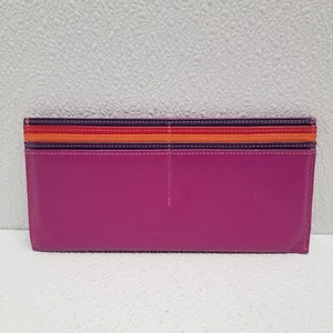Mywalit Leather Card Sleeve Wallet Purple Orange Red 7.5" x 3.5" - Picture 1 of 12