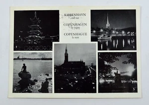 Vintage 1960 Copenhagen by Night, Denmark Postcard - Picture 1 of 8