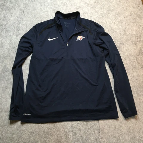Nike NBA Oklahoma Thunder 1/4 Zip Jacket Mens Large L Blue Warmup Basketball Cover