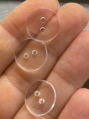 15mm Clear Transparent Buttons Sewing Replace Bedding Buttons Knitting 2 Hole - Image 1 of 4