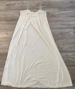 Vintage Kayser Nightgown Chemise Sleep Dress Lace Size 36 Ivory STAINED - Picture 1 of 14