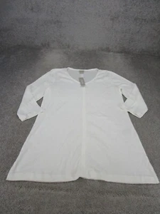 Chico'S Shirt Womens Medium White Long Sleeve Seam Detail Tunic NEW - Picture 1 of 8