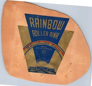 Rainbow & Avon Roller Rink Roller Skating Ad Sticker on a scrapbook page - Picture 1 of 2