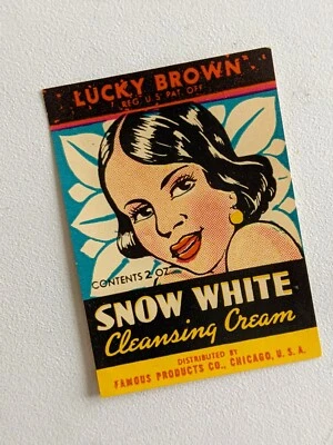Creme de limpeza branco neve década de 1930 produtos famosos etiqueta Valmor preto americano - Imagem 1 de 4