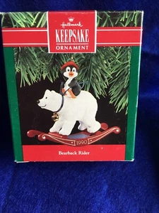 1990 Hallmark Ornament - Bareback Rider Polar Bear/Rocking Horse - Picture 1 of 3