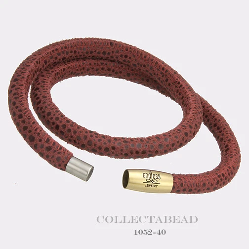 Auténtico Brazalete de Cuero Dorado Reptil Rojo Doble Sin Fin 8.0" 1052-40 Foto 1 de 1