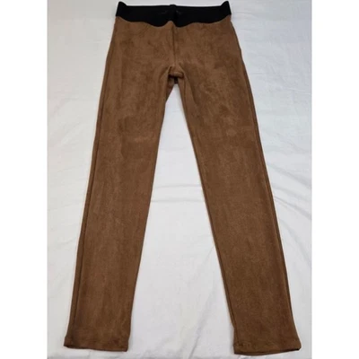 VTG Karen Kane Faux Suede Leggings Pants Medium Brown Pull On Stretch USA Made - Image 1 of 4