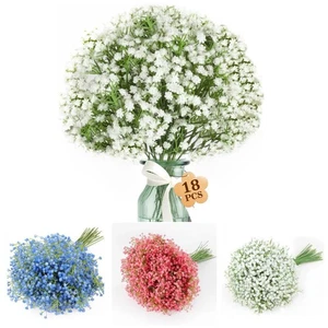 18 pièces souffle bébé fleur artificielle gypsophile véritable toucher bouquet décoration de mariage - Photo 1/17
