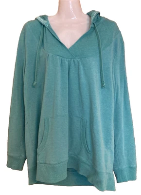 Старый темно-синий женский размер XXL синий пуловер толстовка с капюшоном кенгуру карман длинным рукавом - Изображение 1 из 4