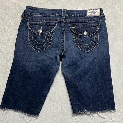 True Religion Women’s 32 Joey Low Rise Bermuda Denim Cutoff Jean Shorts - Image 1 of 4