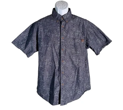 Camisa grande de algodón gris con botones manga corta SOLARIS para hombre Foto 1 de 4