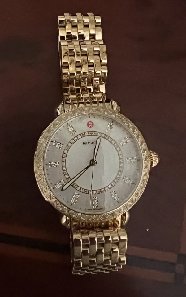 Michele Deco Gold Women's Watch MWW06A000777 Diamonds Bezel - Image 1 of 1