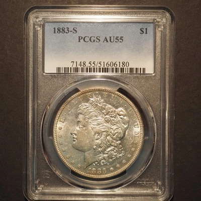 1883 *S* Morgan Silver Dollar **PCGS AU55** FREE SHIPPING! G1801 - Image 1 of 4