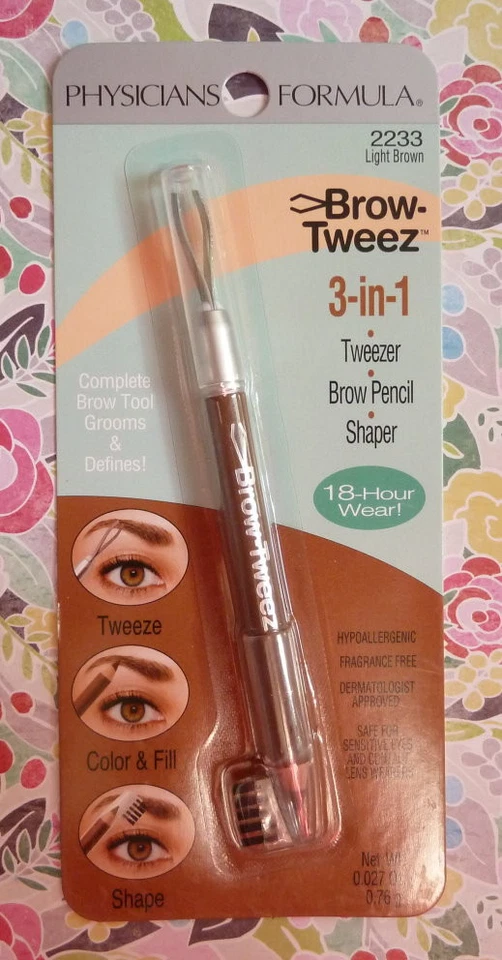 PHYSICIANS FORMULA 3-IN-1 EYE BROW PENCIL TWEEZER SHAPER LIGHT BROWN #2233 - Image 1 of 1