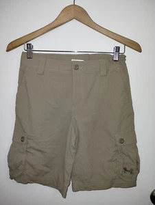 Under Armour Cargo Shorts Loose Fit Adjustable Tan Boy's Youth Large 9"Inseam - Picture 1 of 6