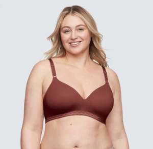 NWT~ Warner's sz 40C Simply Perfect Supersoft Wirefree Wine Red Brown Bra N87 - Picture 1 of 13