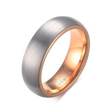 18K Rose Gold 6mm Tungsten Silver Matte Band Men's Engagement Party Ring Sz 7-12