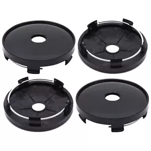 4pcs Universal Wheel Center Hub Caps Emblem 60MM Alloy Hub Badge Cover Black - Picture 1 of 4