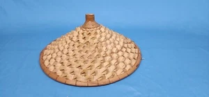 Vintage Conical Hat Asian Coolie Straw Bamboo Rice Field Sun Cosplay costume - Picture 1 of 5