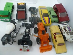 Large Lot 11 FOR PARTS Damaged Diecast Cars 1/64 1970-1980s As Pictured