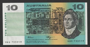 Australia 1989 : R.312 Fraser / Higgins $10 Paper Banknote. Uncirculated. - Foto 1 di 2