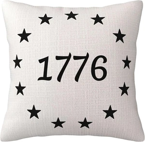 July 4Th America 1776 Pillow Covers, Independence Day Linen Throw Pillow Cover, - Picture 1 of 12