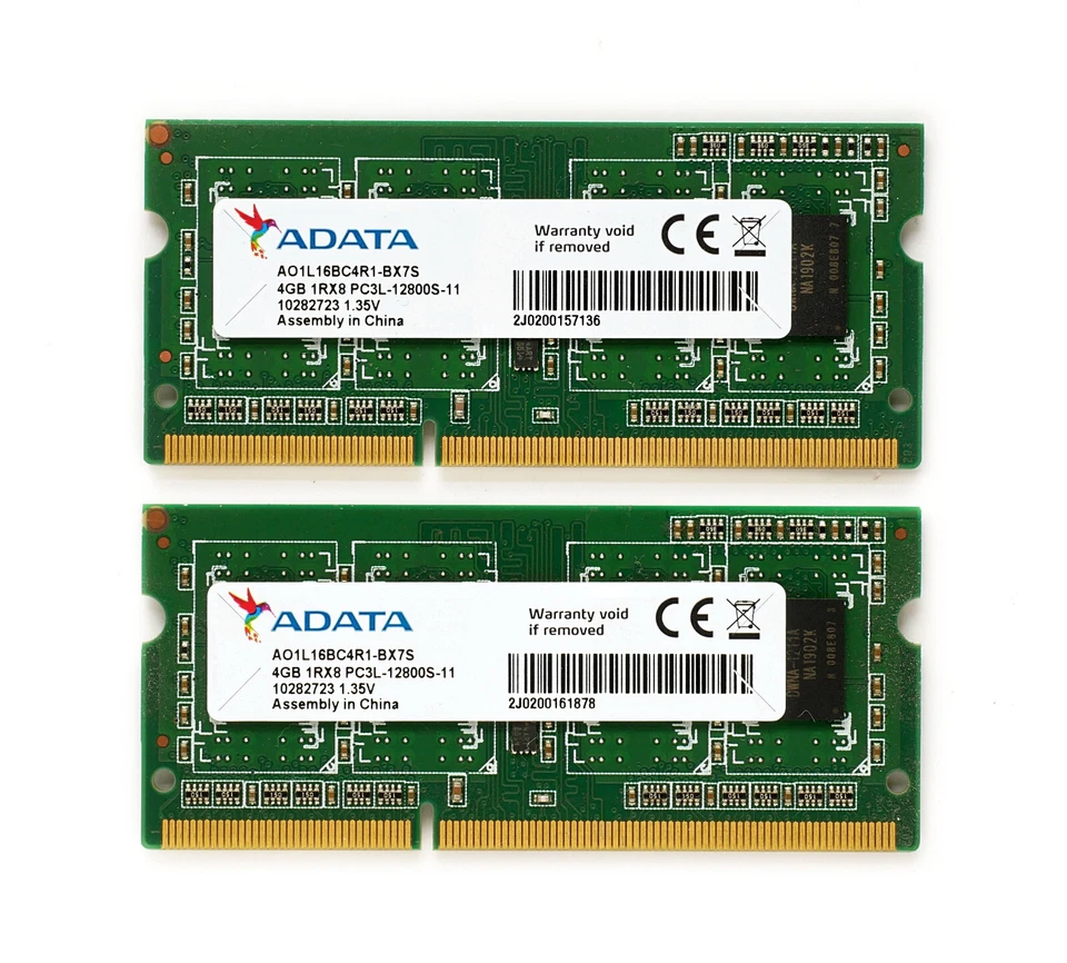 ADATA 8GB (2X 4GB) PC3L-12800S DDR3 SODIMM AO1L16BC4R1-BQ7S Memory - Image 1 of 1
