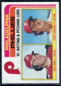1982 Topps Baseball #636 Pete Rose Steve Carlton Phillies Checklist Leaders