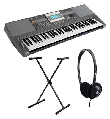Keyboard 61 Tasten Digital Piano Sounds Rhythmen USB grau Set Ständer Kopfhörer - Bild 1 von 4