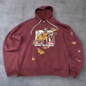 MTV Music Television Hoodie-Ladies, Junior Size XL. Butterflies Maroon 2022 - Picture 1 of 6