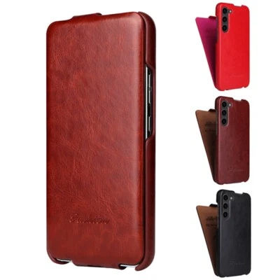 For Samsung Galaxy S25/S25+/S25 Ultra Vertical Flip Case PU Leather Pouch Cover - Image 1 of 4